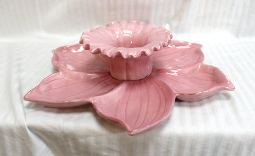 Ceramic Daffodil Flower, Chip & Dip Platter - 15.5