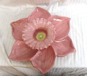 Ceramic Daffodil Flower, Chip & Dip Platter - 15.5" w