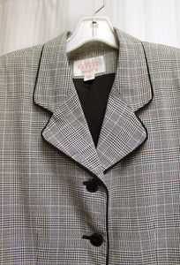 Vintage- Express Campagnie Internationale Tailleur - Black & White Check Plaid Blazer - Size 7/8 (Vintage See Measurements)