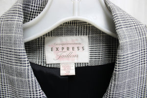 Vintage- Express Campagnie Internationale Tailleur - Black & White Check Plaid Blazer - Size 7/8 (Vintage See Measurements)