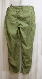 Sundance - Lightweight Green Khaki Embroidered Pants - Size 16