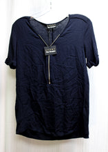 Load image into Gallery viewer, The Kooples, Sport - &quot;The Mix Woven Jersey&quot; Navy Light Weight 1/2 Zip Top - Size S (w/ Tags)