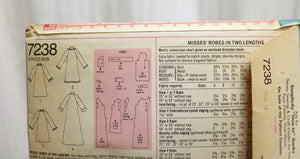 Vintage - Simplicity Sewing Pattern 7238 - Misses Robes in two Lengths - Size 14 (Vintage Sizing)