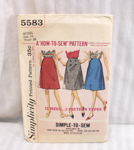 Vintage Simplicity How to Sew / Simple to Sew - Skirt - 5583 - Size 14 (Vintage Sizing)- Sewing Pattern