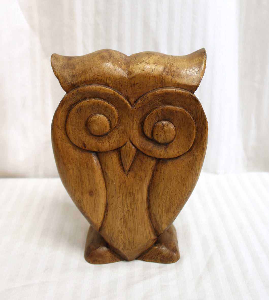 Folkart Carved Wooden Owl - 8.75