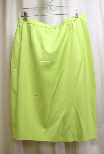 Escada - Chartreuse, Lightweight Wool Blend Pencil Skirt - Size 44 (L)