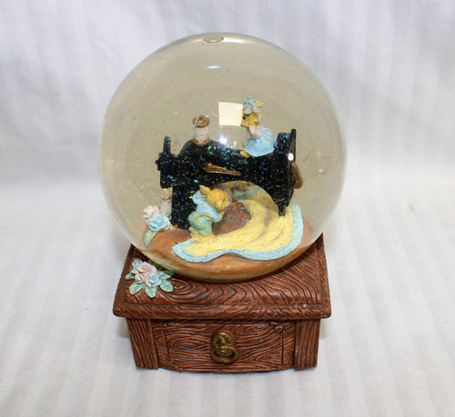 San Francisco Music Box Company - Mice on Antique Sewing Machine Musical Snow Globe, Plays 