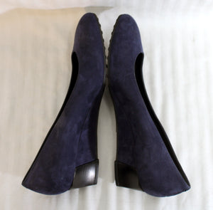 Tod's - Navy Blue Suede Wedge  Pump Shoes - Size EURO 37 (US 6.5)