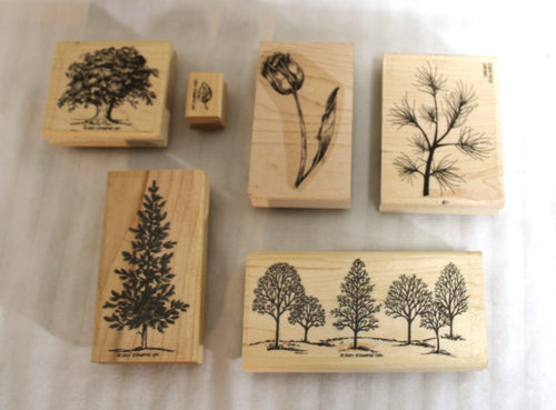 6 PC, Nature & Tree Rubber Stamps