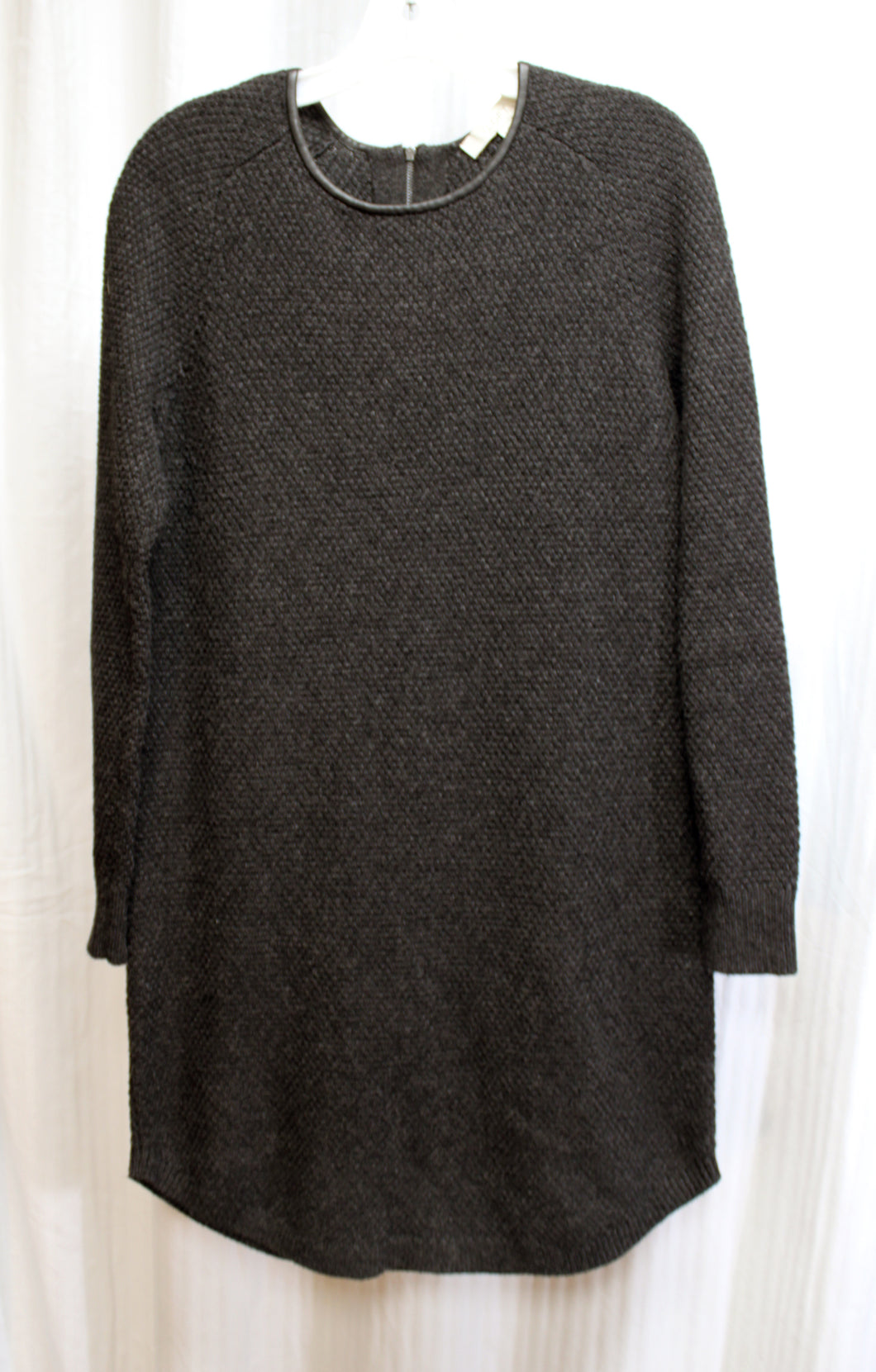 Loft - Charcoal Long Sleeve Knit Short Tunic Dress - Size S