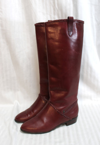 Etienne Aigner - Oxblood Red - Pull On  Leather Boots - Size 6M