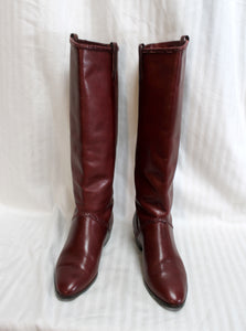 Etienne Aigner - Oxblood Red - Pull On  Leather Boots - Size 6M