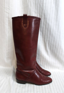 Etienne Aigner - Oxblood Red - Pull On  Leather Boots - Size 6M