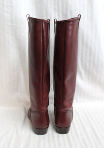 Etienne Aigner - Oxblood Red - Pull On  Leather Boots - Size 6M