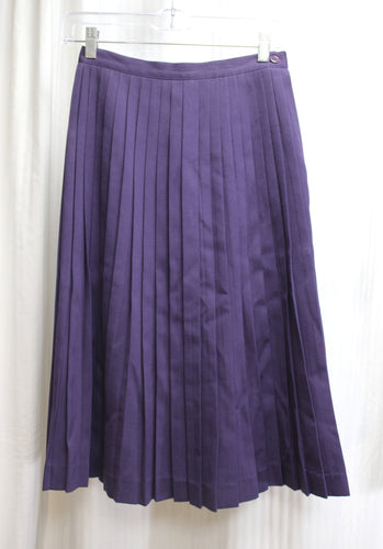 Vintage - Paul Stanley - Purple Pleated Wool  Midi Skirt - Size 6 (See Measurements 24.5