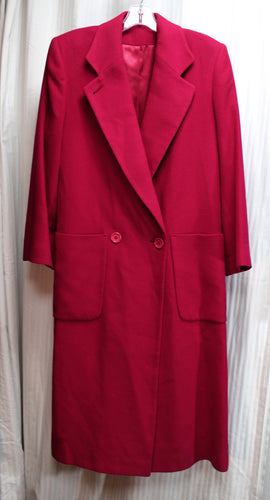 Vintage (Union Label) - Amical Cashmere for Fleurette - Red Cashmere Trench Coat - Size L (Approx, See Measurements 17