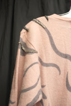 Load image into Gallery viewer, Vintage - Magnolia - Light Dusty Pink Graphic w/ Beading Wool &amp; Angora Blend Tunic Pullover Sweater - Size S