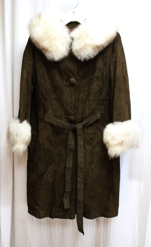 Vintage 60's/70's - Dark Brown Suede w/ Fur Trim, Penny Lane Style Coat - See Measurements 20