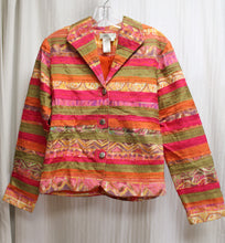 Load image into Gallery viewer, Coldwater Creek - Multi-textile Patchwork Stripe Bohemian Jacket - Size XS