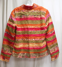 Load image into Gallery viewer, Coldwater Creek - Multi-textile Patchwork Stripe Bohemian Jacket - Size XS