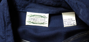 Vintage - Separate Issue - Navy Blue Short Sleeve Drop Shoulders Button Front Shirt w Flap Pockets - Size L