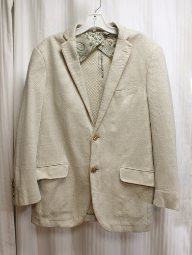 Men's - Etro 52 - Linen Blend Natural Herringbone Blazer Jacket - Size 42 (Made in Italy, See Measurements)