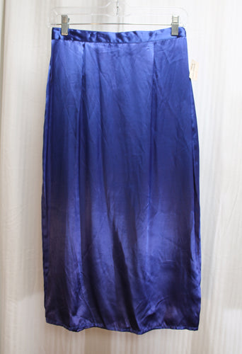 Vintage - Blue Satin Pencil Skirt - Size 9/10 (Vintage Sizing 25.75