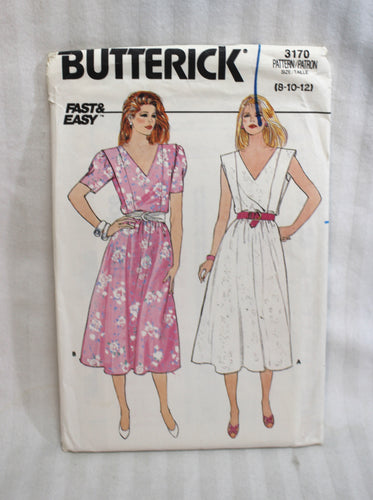 Vintage - Butterick - Misses Dress 3170 - Sizes 8,10,12 - Sewing Pattern