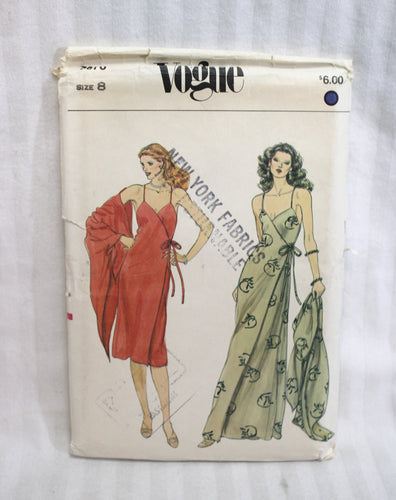 Vintage - Vogue 7976 Misses Dress & Stole (Wrap Dress) Size 8 - Sewing Pattern