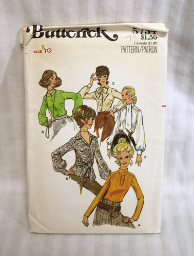 Vintage - Butterick - Misses Blouses 5734 Size 10 - Sewing Pattern