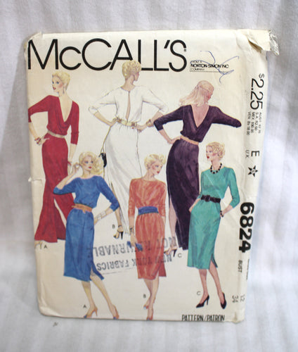 Vintage- McCall's Misses Dress 6824 - Size 12 - Sewing Pattern