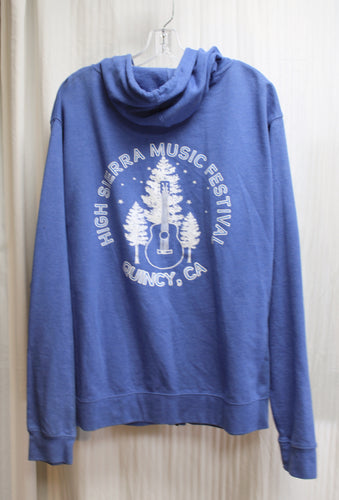 (Pre 2014) High Sierra Music Festival (back shown in first photo) - Blue Heathered Zip Front Hoodie, Sweatshirt - Size XL