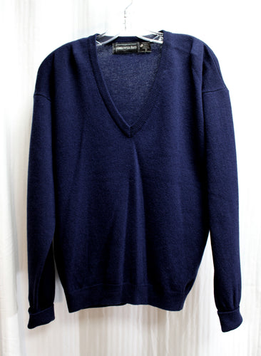 Men's Vintage - Christopher Hayes - Australian Lambs Wool- Navy V-Neck Pullover Sweater - Size S