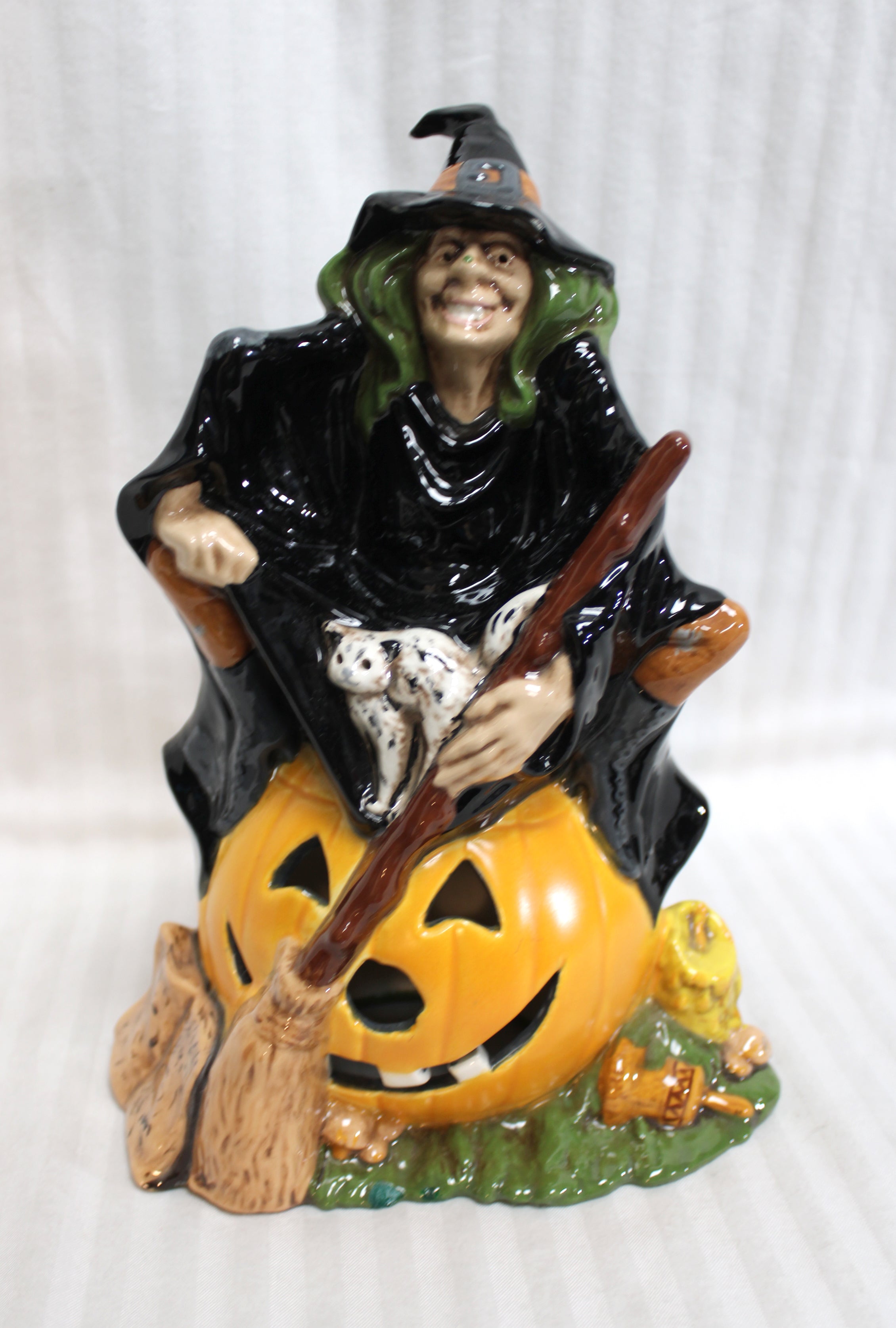 2024 Vintage Byron Molds Witch Pumpkin Ceramic Halloween Candle Holder