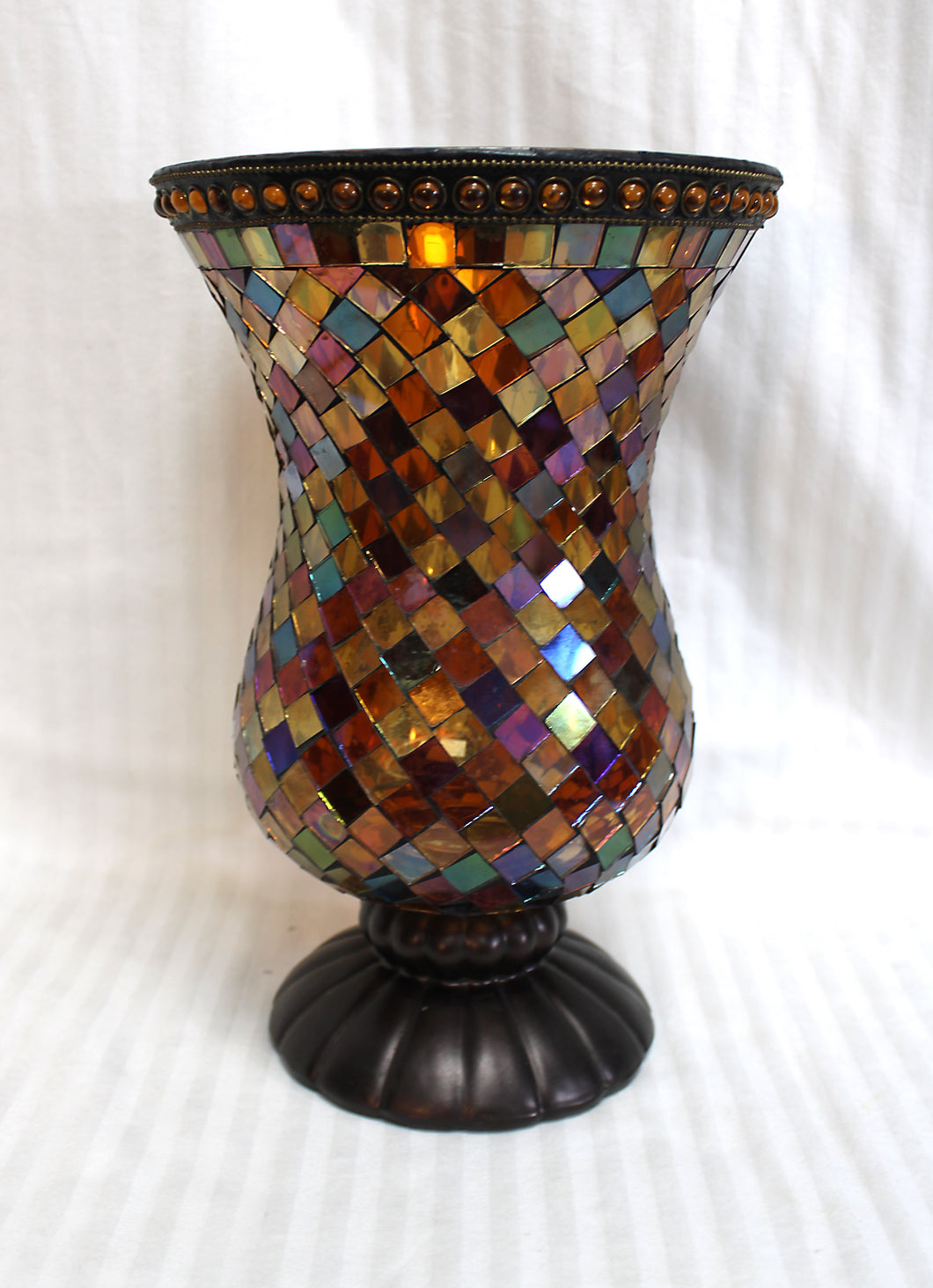 Partylite - Global Fusion Mosaic Glass Hurricane Candle Holder - 12