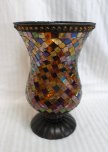 Partylite - Global Fusion Mosaic Glass Hurricane Candle Holder - 12"