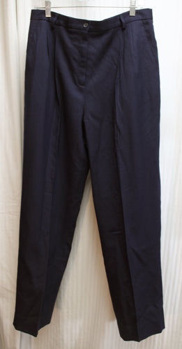 Vintage - Pendleton - Navy 100% Virgin Wool Pleated Front Pants - Size 14 Petite