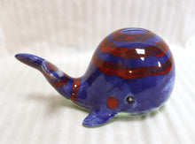 Load image into Gallery viewer, Hand Painted Ceramic Whale w/ Mustache Coin Bank - 8&quot; Wide