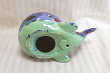 Load image into Gallery viewer, Hand Painted Ceramic Whale w/ Mustache Coin Bank - 8&quot; Wide