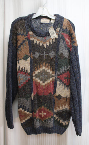 Men's Vintage - High Sierra -Multi Color Earth Tones, Wool Blend Pullover Sweater - Size M (w/ TAGS)