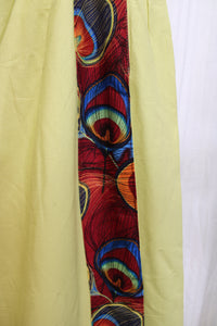 Handmade 2 Pc Peacock Print Tunic w/ Matching Faux Wrap Maxi Skirt - Size XL (approx, See Measurements)