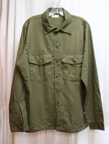 Men's - Vintage - Army Green - Military Button Up Shirt - Size 16.5 x 36