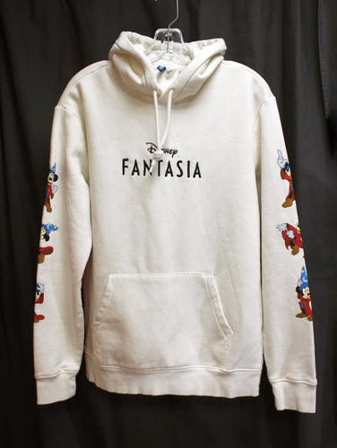 Divided X Disney - Fantasia w/ Sorcerer's Apprentice Mickey Mouse Sleeve Graphics Cream Hooded Pullover Sweatshirt- Size M