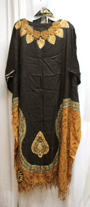 Sahara - Black & Browns - Caftan w/ Matching Scarf - One Size PLUS