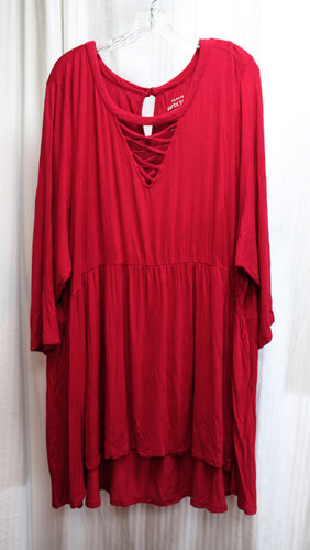 Torrid - Super Soft Knits, Red V-Neck Keyhole w/ Faux Lacing Dress - Size 5XL