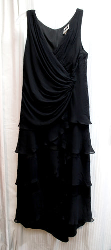 Tadashi Petite - Black Sleeveless Tiered Ruffle Special Occasion Dress - Size 12 (PETITE)