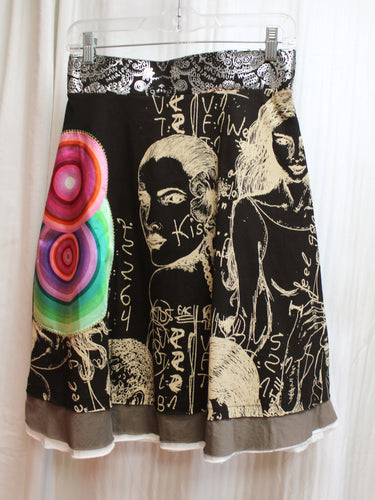 Desigual - Art to Wear Patchwork & Applique Midi Skirt - Size S