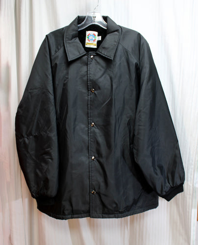 Men's Vintage - Weather Breaker - Black Faux Fur Insolated Snap Front Nylon Jacket - Size 3XL