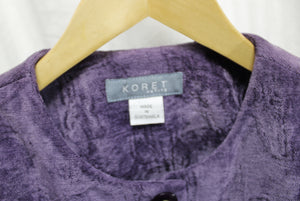 Vintage - Koret Petite- Purple Chenille Velvet Knit Button Front Jacket - Size: 8 Petite