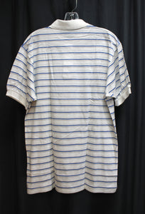 Men's Vintage Cale Thomas - Short Sleeve White w/ Blue & Gray Stripe Polo Shirt - Size XL - Deadstock w/ Tags